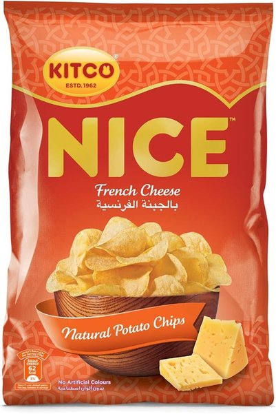 Kitco رقائق البطاطس الطبيعية بالجبنة الفرنسية اللذيذة، 21 × 12 جرام، لون بيج