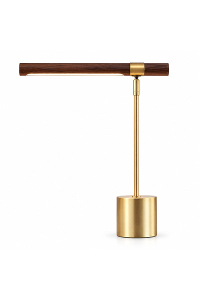 Generic Brand GREAT DREAM Modern LED Desk Lamp with Wood-Look Bar, Gold Metal...