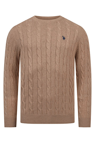 U.S. Polo Assn. Herren Rundhals-Pullover mit Zopfmuster P-066