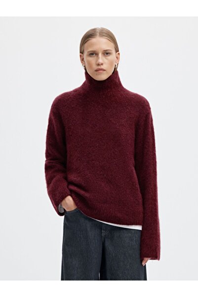 SELECTED Pullover mit hohem Kragen Wollmix