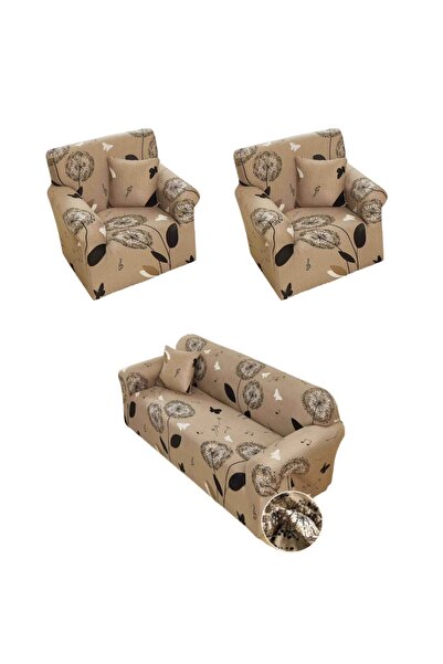 JOJO HOME Set huse elastice pentru canapea 3 locuri si 2 fotolii, cu brate, b...