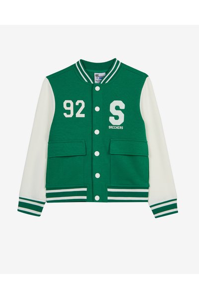 SKECHERS COMFORT KNIT College Bomber Jacket Büyük Erkek Çocuk Haki Mont SK262...