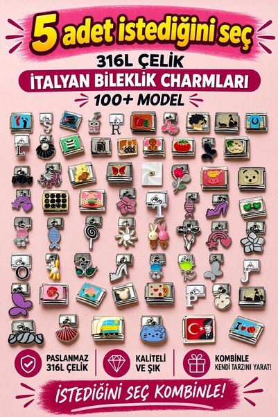 ahsenaksesuar2025 5 Adet İstediğini Seç Kombinle Paslanmaz Çelik İtalyan Bile...