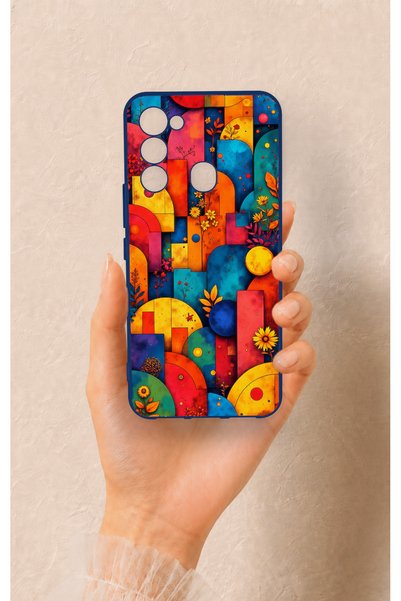 Vip Case Tecno Spark 8C Compatible Colorful Geometric Flower Pattern Silicone...