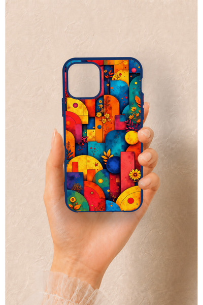 Vip Case حافظة سيليكون ملونة بنمط زهور هندسية متوافقة مع هاتف iPhone 11 Pro