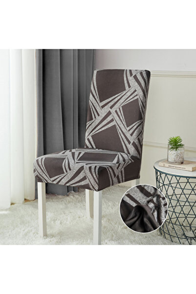 JOJO HOME Set 6 huse elastice pentru scaun, poliester / spandex, maro inchis,...