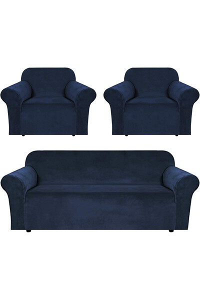JOJO HOME Set huse elastice din catifea pentru canapea 3 locuri + 2 fotolii, ...
