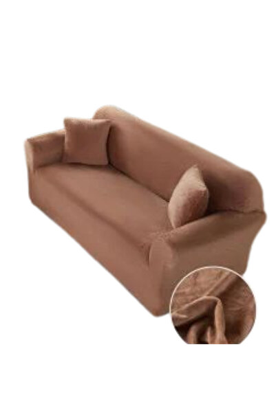 JOJO HOME Husa elastica din catifea, canapea 2 locuri, cu brate, maro, HCCJ2-06