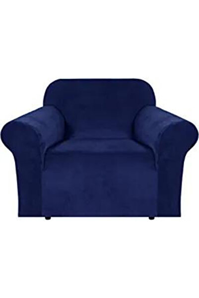 JOJO HOME Husa elastica din catifea pentru fotoliu, cu brate, bleumarin, HCCJ...