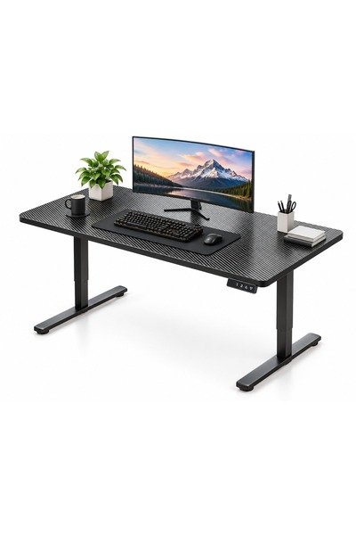 Rebiko Birou electric reglabil 160x80 cm, negru, 72-118 cm, pentru lucru și j...