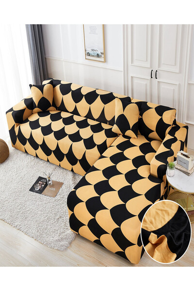 JOJO HOME Set huse elastice pentru coltar, black and beige, HEJ-11