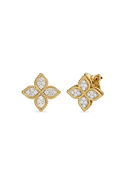 OEM Cercei Aurii Lucky Clover Elegance cu Pietre Fatetate Strălucitoare , Oțel Inoxidabil 316, Saculet catifea cadou