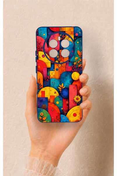 Vip Case Realme 12 4g Compatible Colorful Geometric Flower Pattern Silicone Case