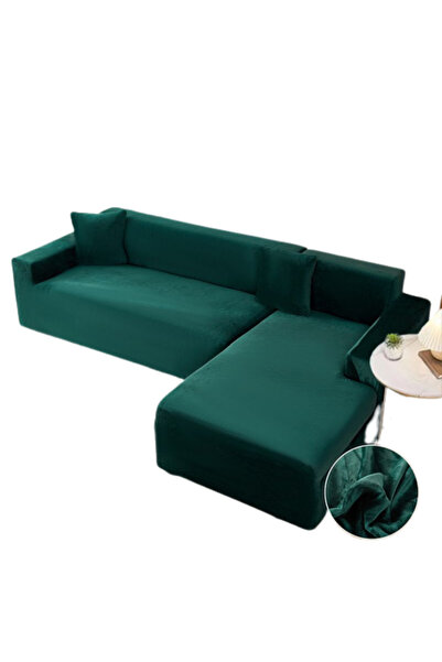 JOJO HOME Set 2 huse elastice pentru coltar, catifea, marime: M+L, verde, HCC...