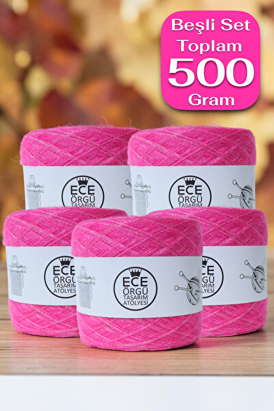 Ece Örgü Tasarım Atölyesi Set de fire de împletit Quadpink, de culoare roz, c...