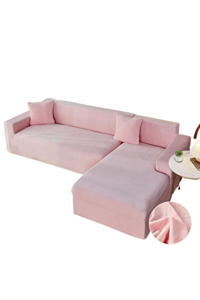 JOJO HOME Set 2 huse elastice pentru coltar, catifea, marime: M+L, roz, HCCJ-08