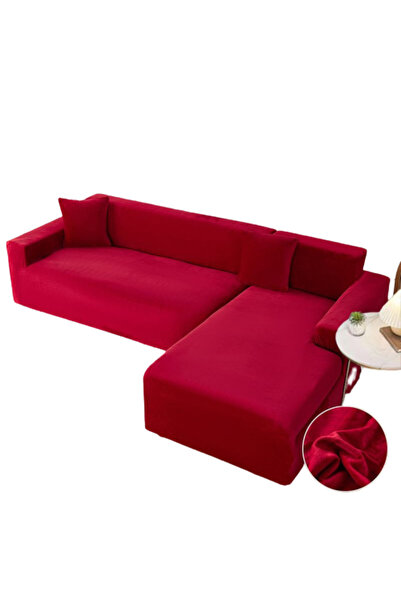 JOJO HOME Set 2 huse elastice pentru coltar, catifea, marime: M+L, rosu, HCCJ-11