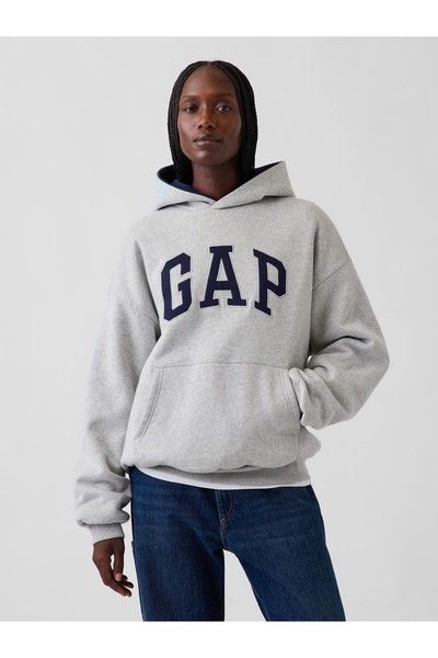 GAP Erkek Gri VintageSoft Reversible Oversized Logo Sweatshirt