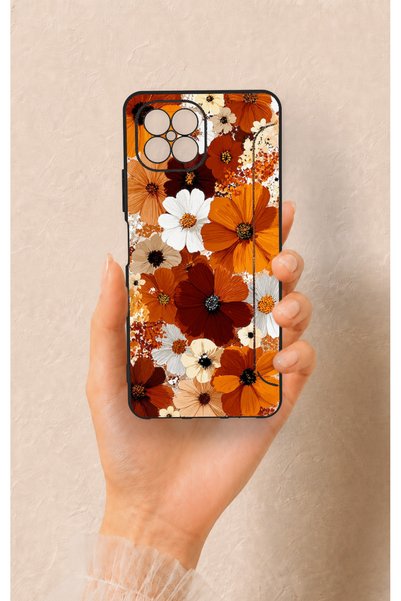 Vip Case Omix X600 Compatible Autumn Tone Floral Pattern Silicone Case