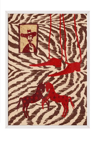Postifull Zebra Patterned Horses and Portrait Poster – White Framed Art Print...