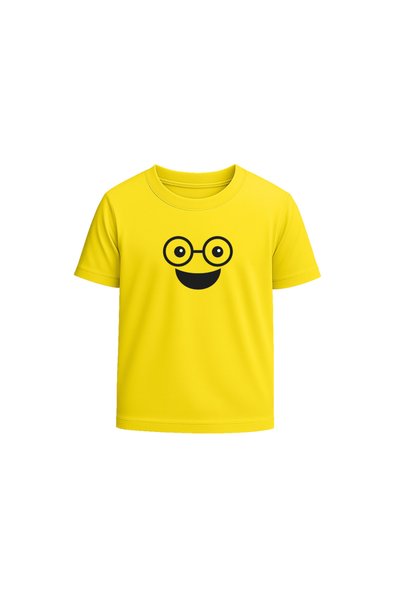 PRINTSHOP4ME Adult Yellow Smiley Face T-Shirt - Unisex Round Neck Short Sleev...
