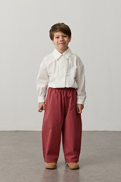 Fahhar Kids Karirane pantalone u obliku bureta, crvene