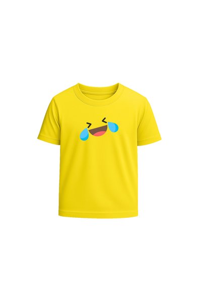 PRINTSHOP4ME Adult Yellow Smiley Face T-Shirt - Unisex Round Neck Short Sleev...
