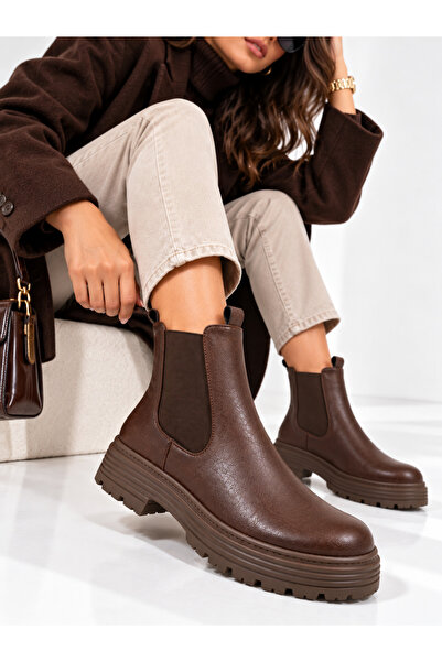 Conforty Women's Skin Thermo Sole Non-Slip Winter Elastic Detailed Chelsea Boots