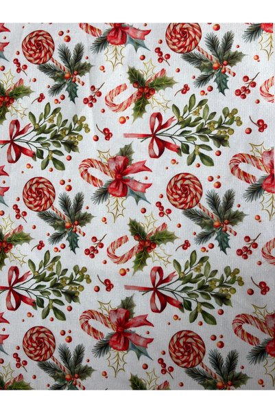 podyum baskı ve kumaş Digital Printed Christmas Fabric Candy Cane Bow Pine Br...