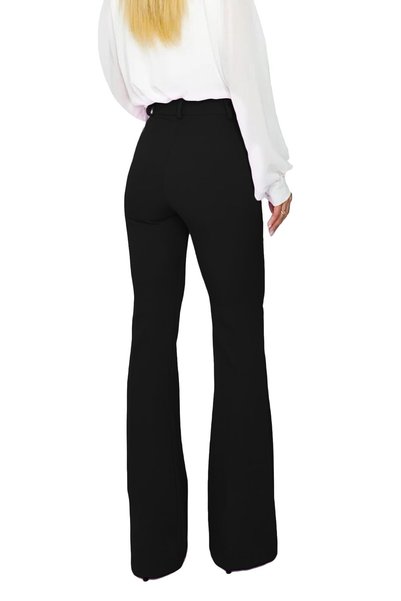 velve Pantaloni eleganți, Katte, croială evazată și talie înaltă, Negru, Mărimea XL