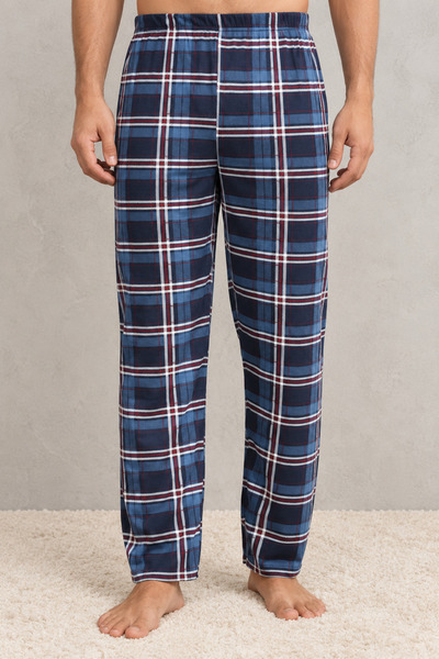 embody Pantaloni de pijama din bumbac pentru bărbați, lungi, cu model în caro...