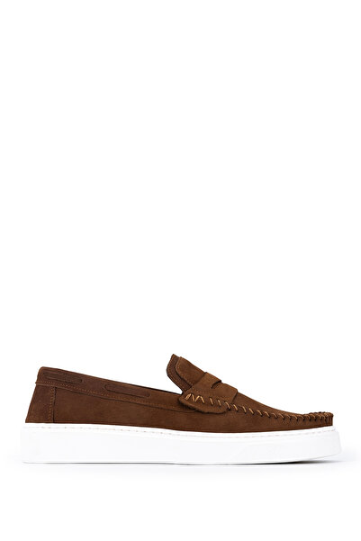 Tamer Tanca Men's Genuine Leather Tobacco Loafer Shoes