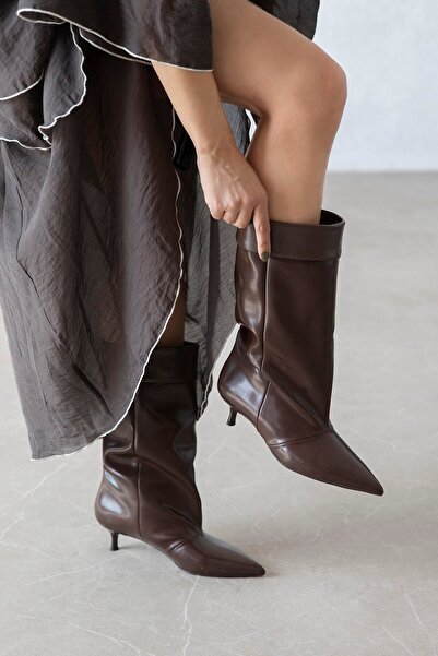 STRASWANS Bridge Women's Mouth-Collar Leather Boots Brown