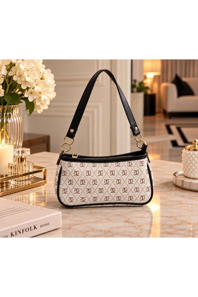 Nilove Concept Aksesuar Women's Patterned Shoulder Bag with Black Strap and G...