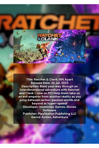 OEM Poster Infografic Ratchet & Clank: Rift Apart, Joc de acțiune PS5, Carton...