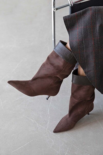 STRASWANS Bridge Women's Pino Heel Suede Boots Brown