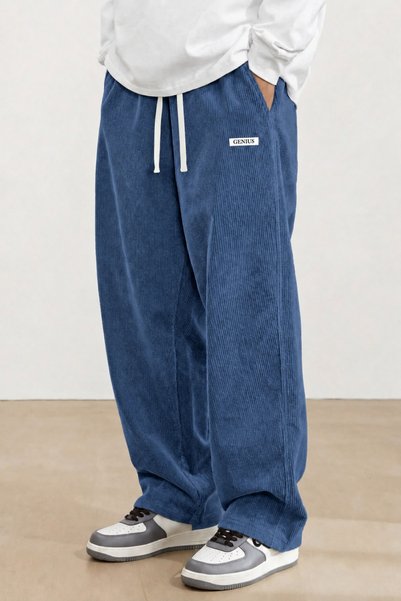 GENIUS STORE GENIUS Erkek Pantolon Fitilli Kadife Bol Paça Oversize Pantolon