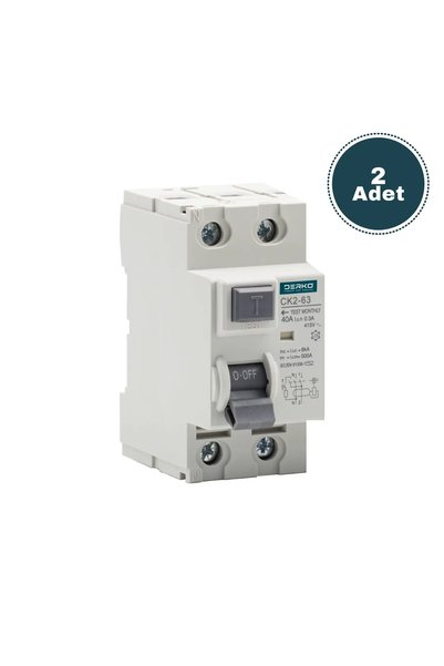 Derko 2 adet 2P 63amper 300miliamper mekanik kaçak akım rölesi