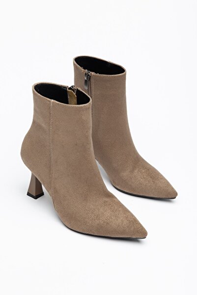 Hayalimdeki Ayakkabı Evera Women's Mink Suede Thin Heeled Pointed Toe Boots