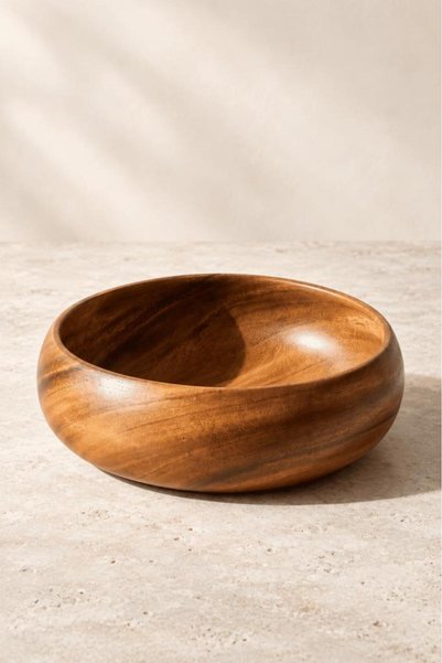Atbyhome Akasya Salata Kasesi 25.4 cm - Yuvarlak Mutfak Tezgah Üstü Meyvelik ...