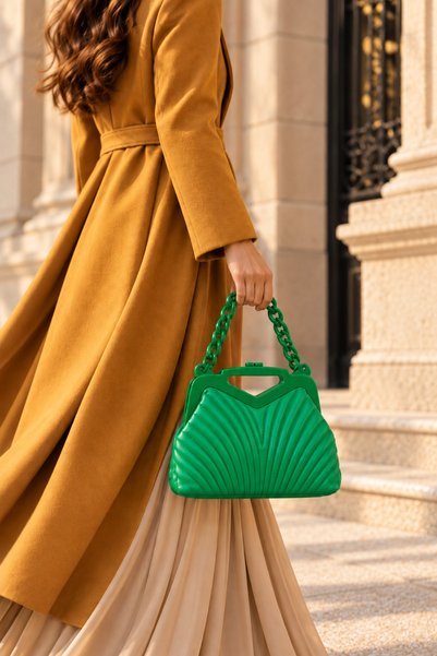 birizmoda Retro Women's Scholarship Hand and Shoulder Bag-Green