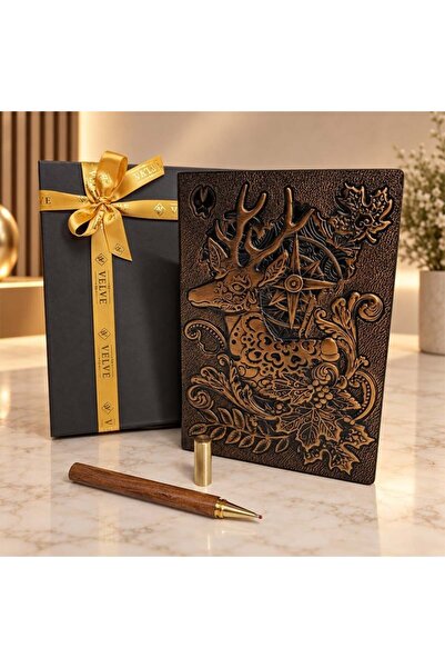 velve Set Artis cu agenda nedatata si pix, model Cerb in relief, in cutie cadou
