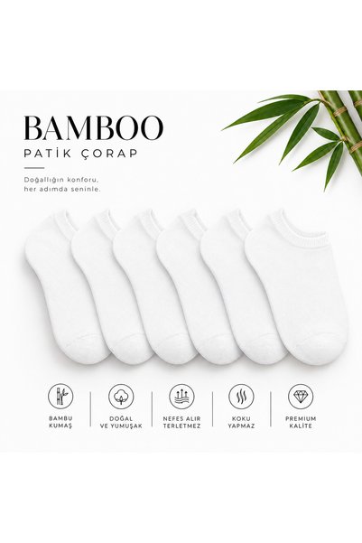 ZaraMan 6 Çift Erkek Bambu Dikişsiz Soft Basic Patik Çorap