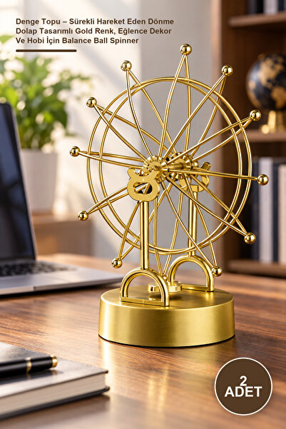 Yenilig 2 Pieces Balance Ball – Gold Color with Continuously Moving Ferris Wh...