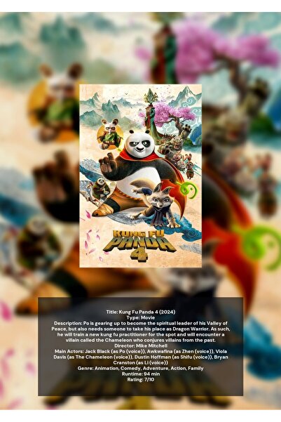 OEM Poster Infografic Kung Fu Panda 4, Animatie Comedie, Carton 250g, A4