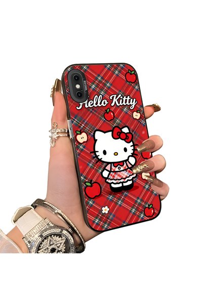 Hontinga iPhone XS Max Compatible Silicone Edge Hard Back Case Kitty Pattern ...