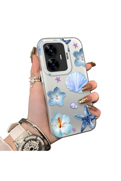 Hontinga For Realme C55 Compatible Silicone Edge Hard Back Case Sea Star Patt...