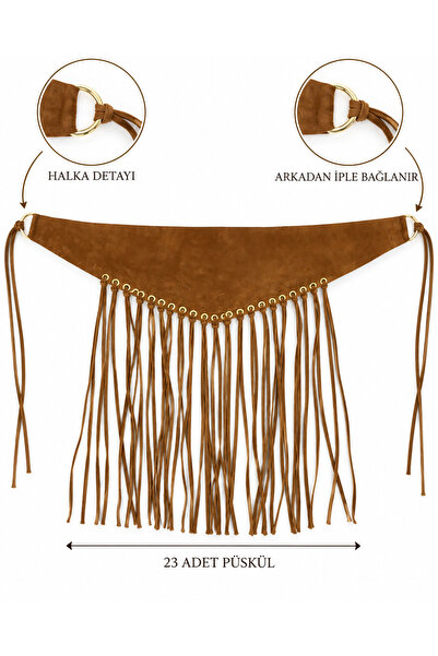 Fiori Women's Suede Tassel Corset Belt - Western Boho Style Tie-Back Waist Belt