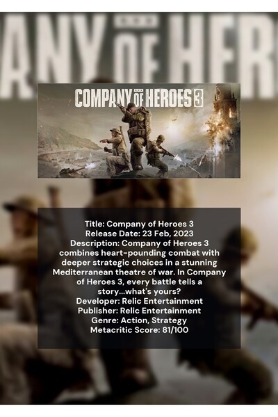 OEM Αφίσα Ινφογραφικό Company of Heroes 3, Παιχνίδι Στρατηγικής Αντιπαλαιωτικ...