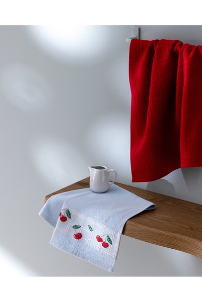 Madame Coco Cerise 2-Piece 100% Cotton Kitchen Towel Set - Blue/Red